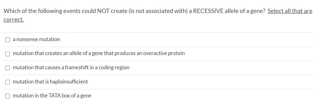 Solved Which of the following events could NOT create (is | Chegg.com