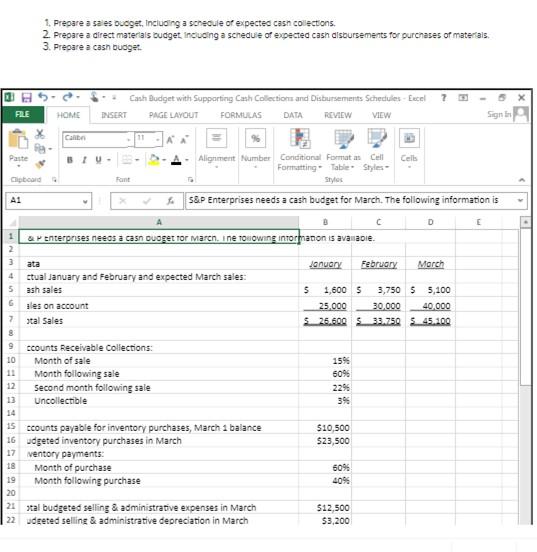 Solved 1. Prepare a sa es budget, including a schedule of | Chegg.com