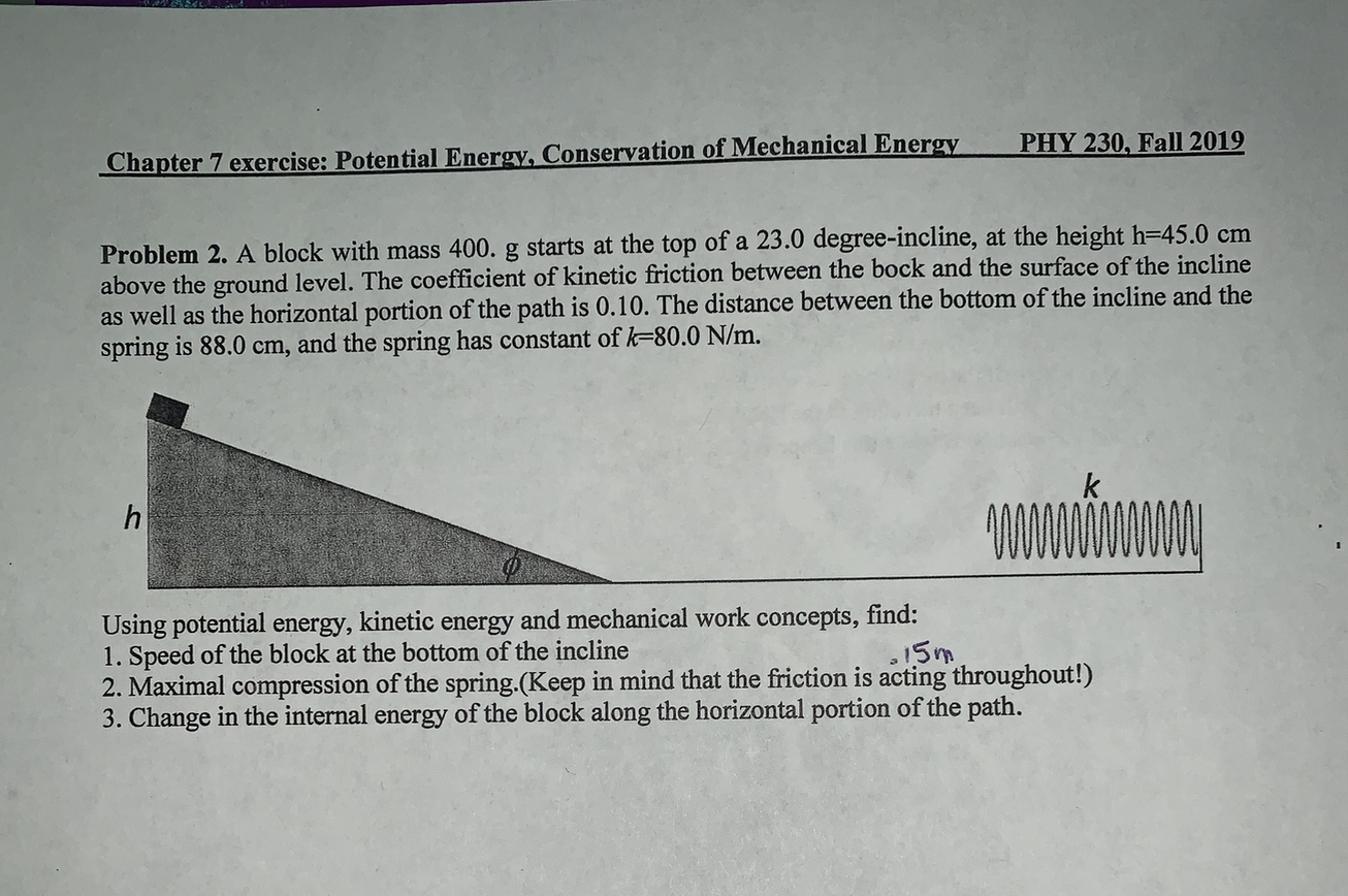 Solved Chapter 7 Exercise: Potential Energy, Conservation Of | Chegg.com