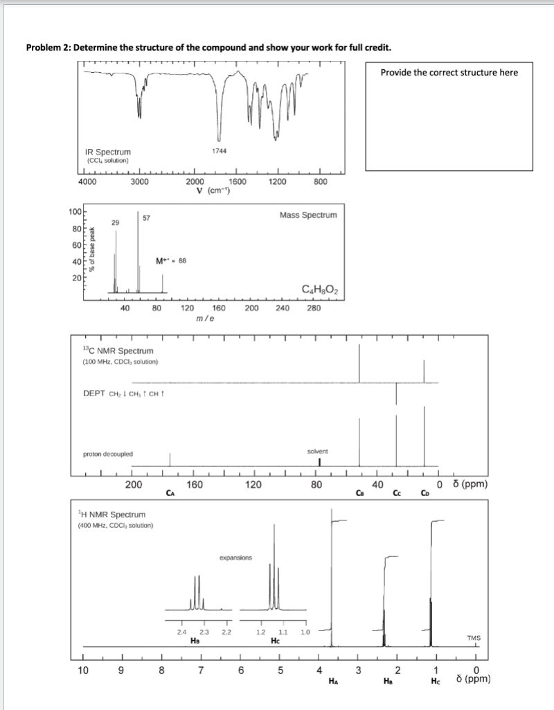 Solved Problem 2: Determine the structure of the compound | Chegg.com
