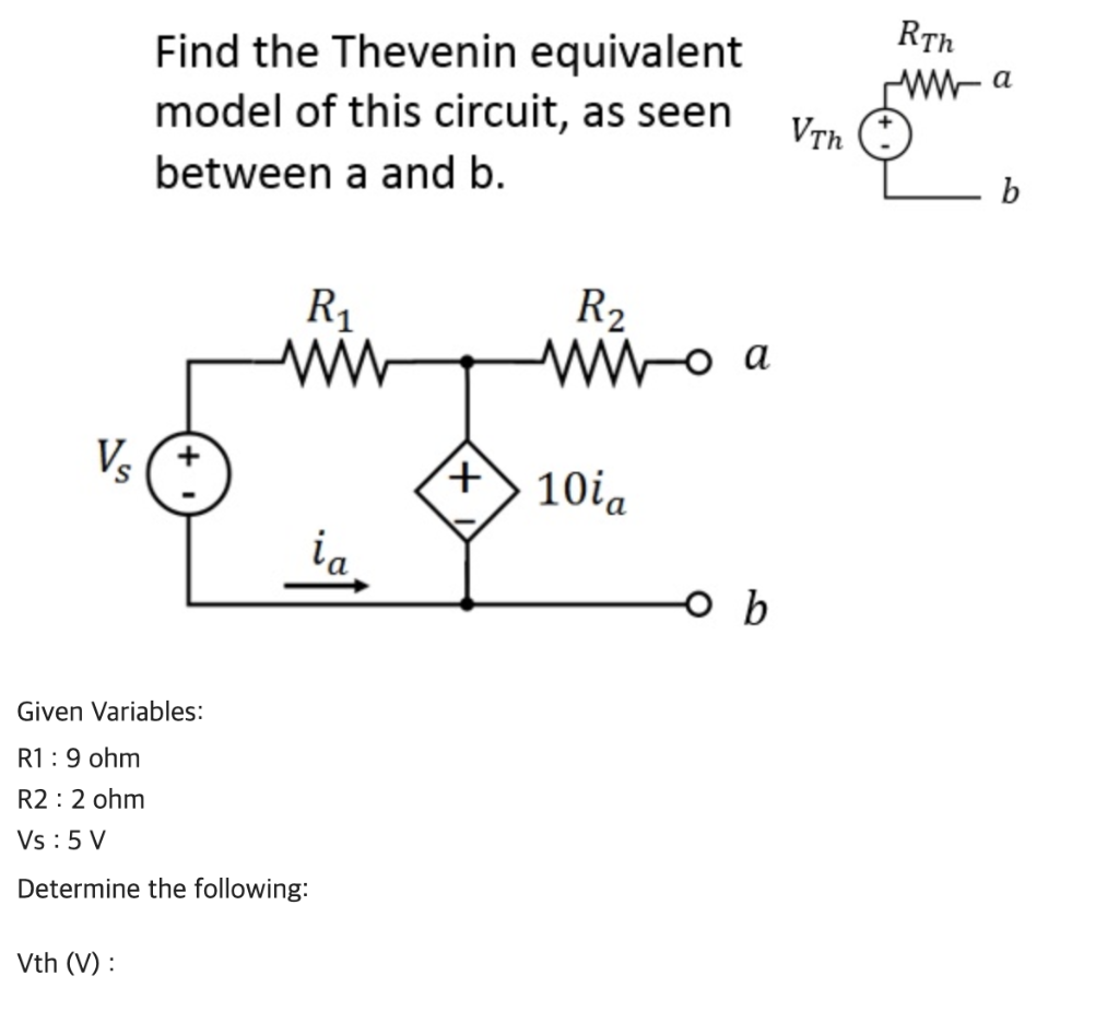 Solved RTH Find the Thevenin equivalent model of this | Chegg.com