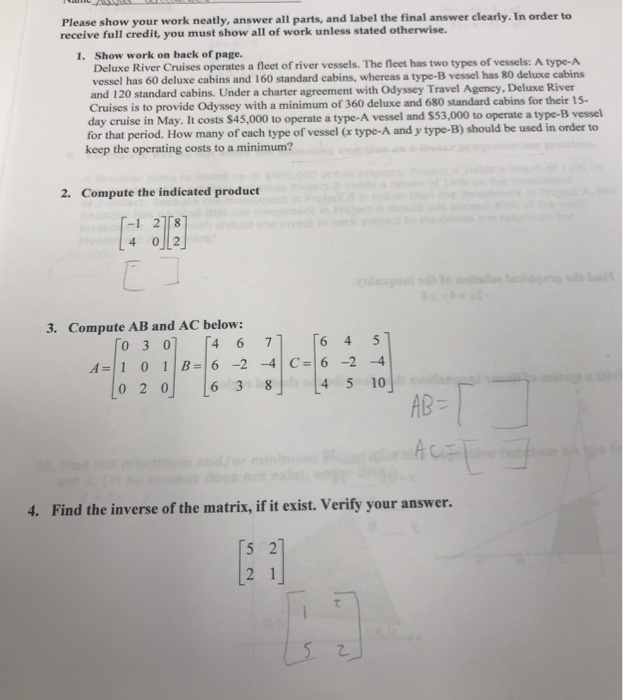 Solved Please show your work neatly, answer all parts, and | Chegg.com
