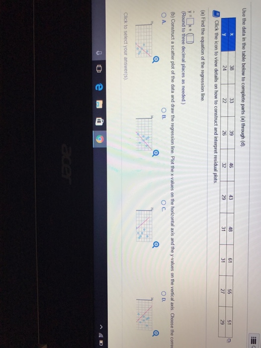 Solved Use the data in the table below to complete parts (a) | Chegg.com