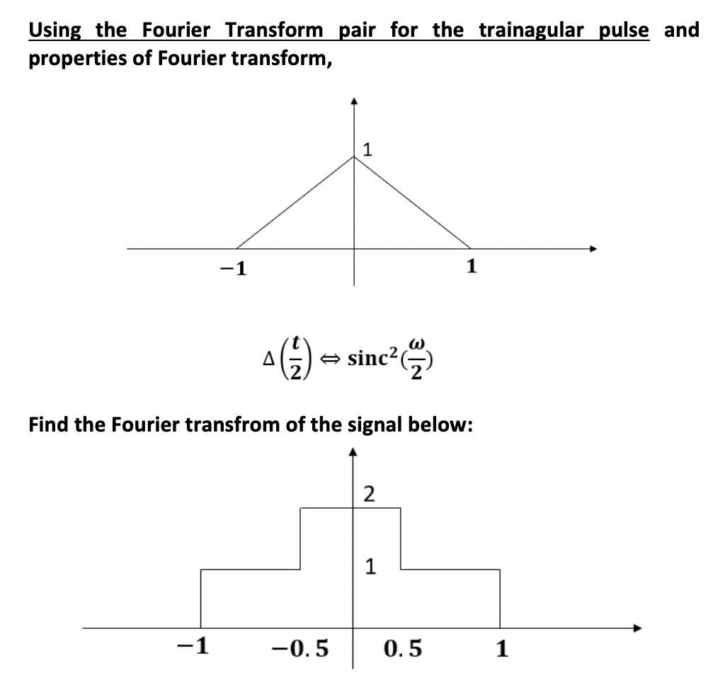 Solved Using the Fourier Transform pair for the trainagular | Chegg.com