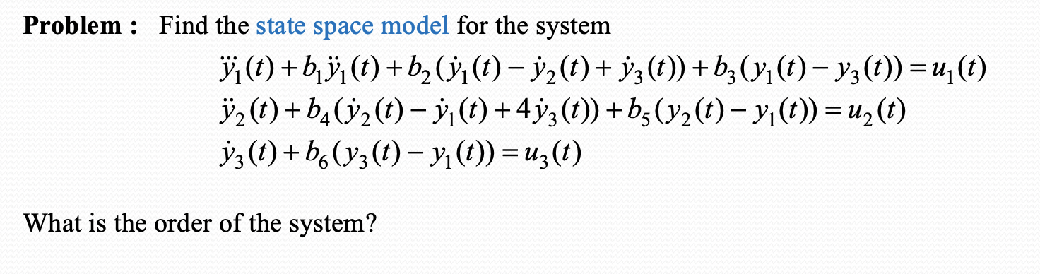 Solved Problem : Find the state space model for the system | Chegg.com