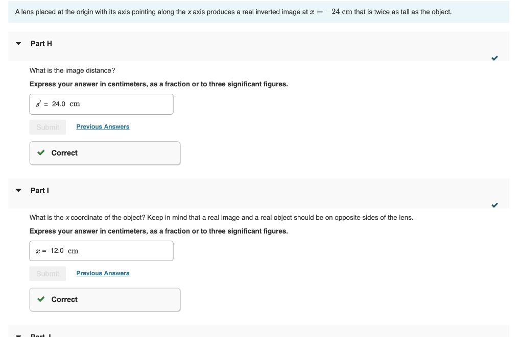 Solved Part K Find the focal length of the lens. Express