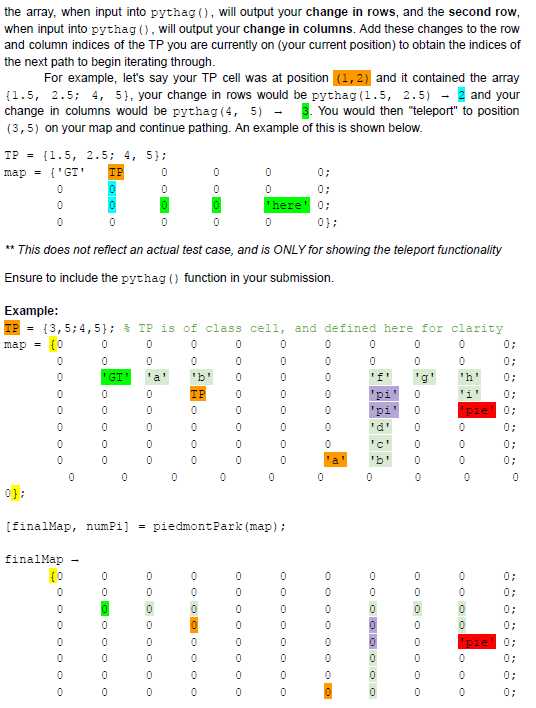 Function Name: piEdmontPark Inputs: 1. (cell) MxN map | Chegg.com