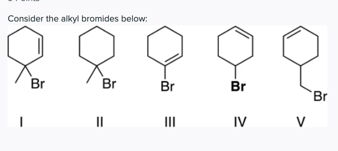 Solved Consider the alkyl bromides below: Br Br Br Br Br 1 | Chegg.com