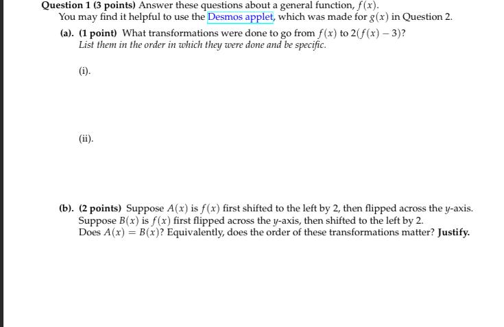 Solved Question 1 3 Points Answer These Questions About A