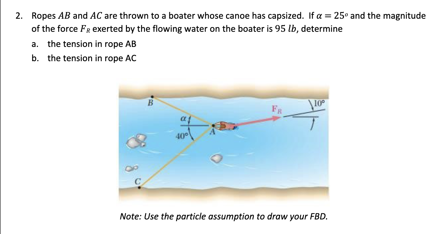 Solved 2. Ropes AB and AC are thrown to a boater whose canoe | Chegg.com