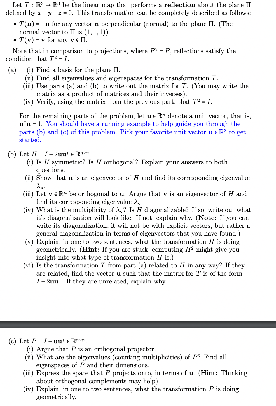 Solved Let T R³ R³ be the linear map that performs a | Chegg.com