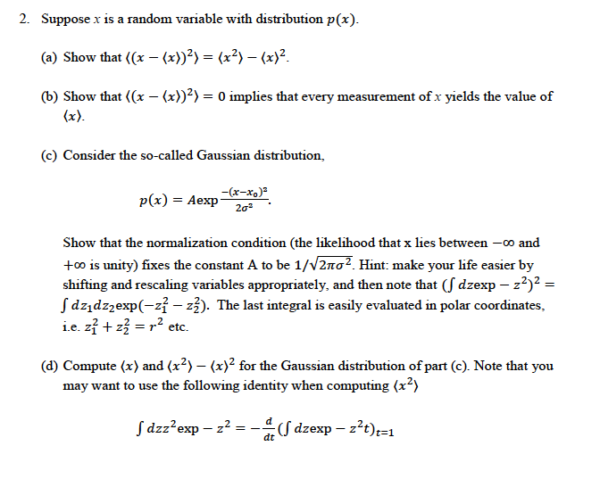Solved 2. Suppose x is a random variable with distribution | Chegg.com
