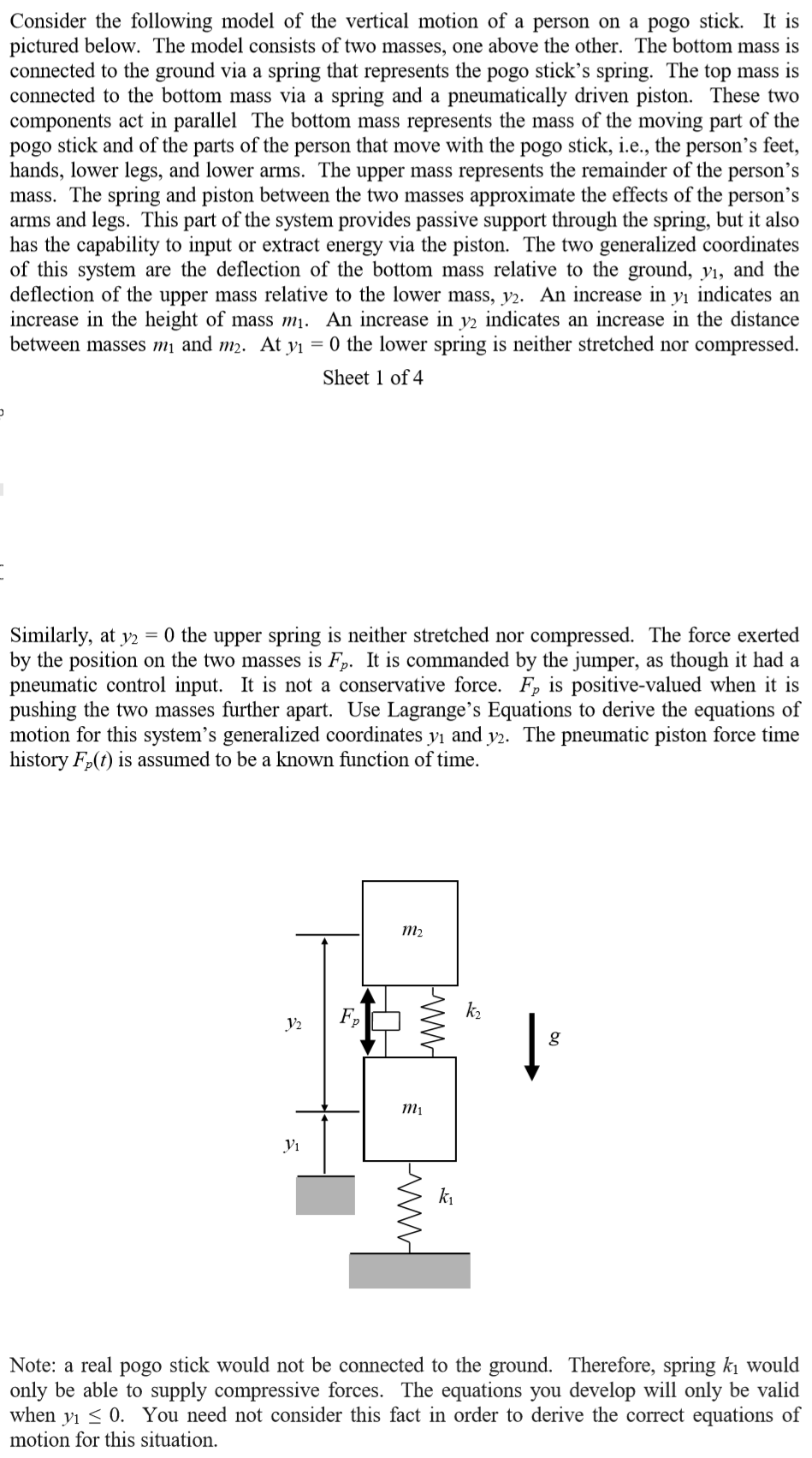 Consider the following model of the vertical motion | Chegg.com