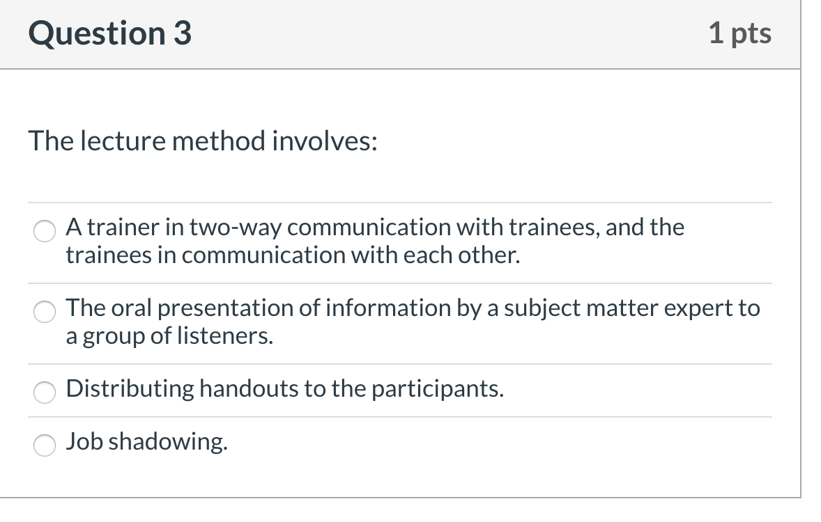 Solved Question 1 1 pts The following are techniques of | Chegg.com