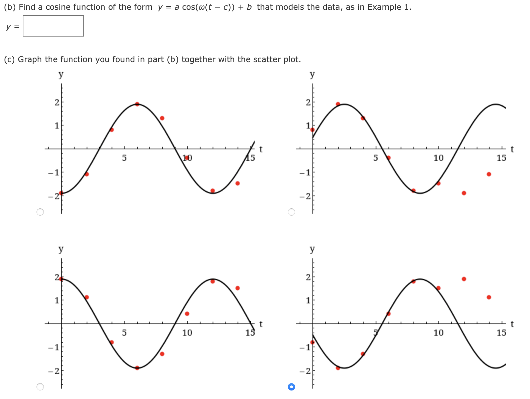 (a) Make a scatter plot of the data.(b) Find a cosine | Chegg.com