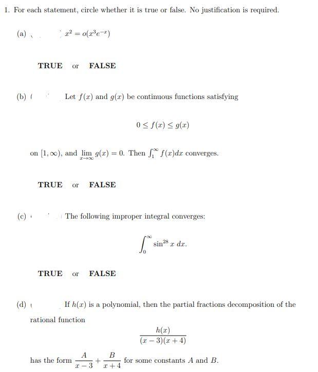 Solved Need Qu1ck Response For This Easy True/False | Chegg.com