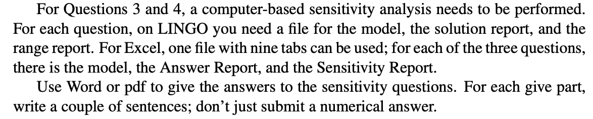 Solved For Questions 3 and 4, a computer-based sensitivity | Chegg.com