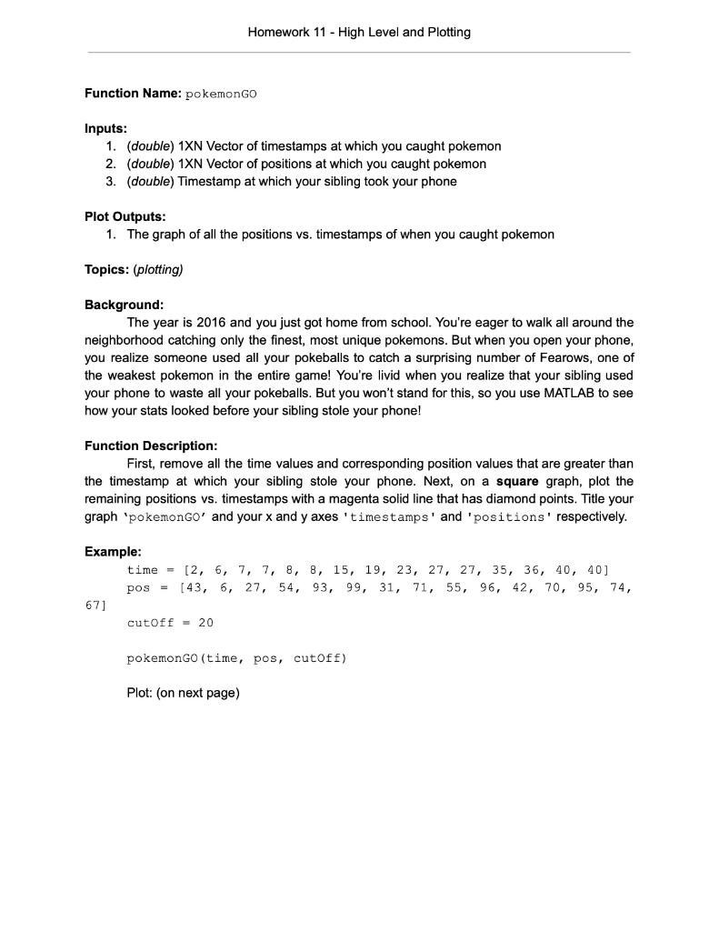 Homework 11 High Level And Plotting Notice This Chegg Com