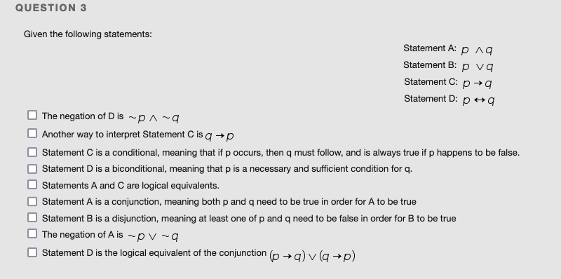 Solved QUESTION 3 Given the following statements: Statement | Chegg.com