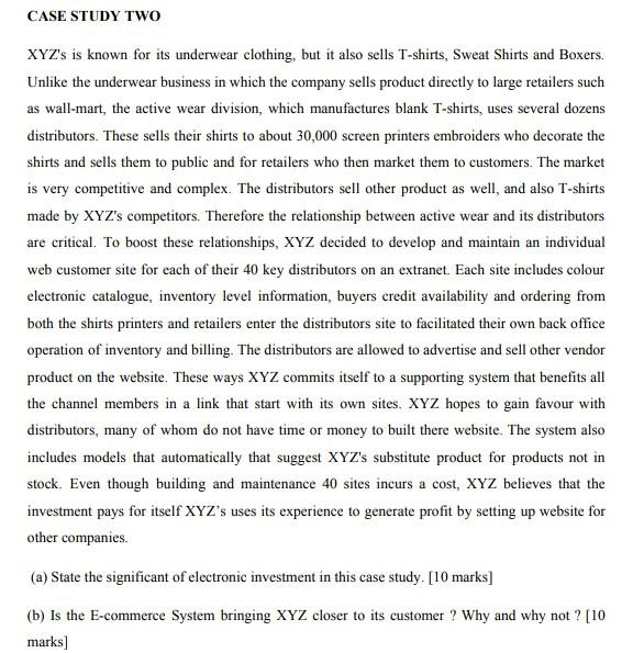 CASE study two xyzs is known for its underwear clothing, but it also sells t-shirts, sweat shirts and boxers. unlike the und