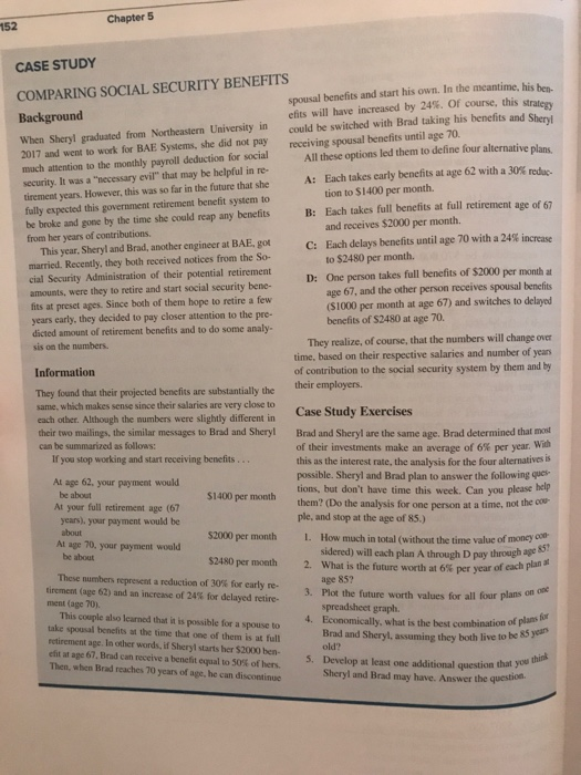 Chapter 152 CASE STUDY COMPARING SOCIAL SECURITY | Chegg.com