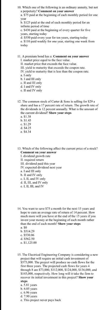 Solved 10. Which one of the following is an ordinary | Chegg.com