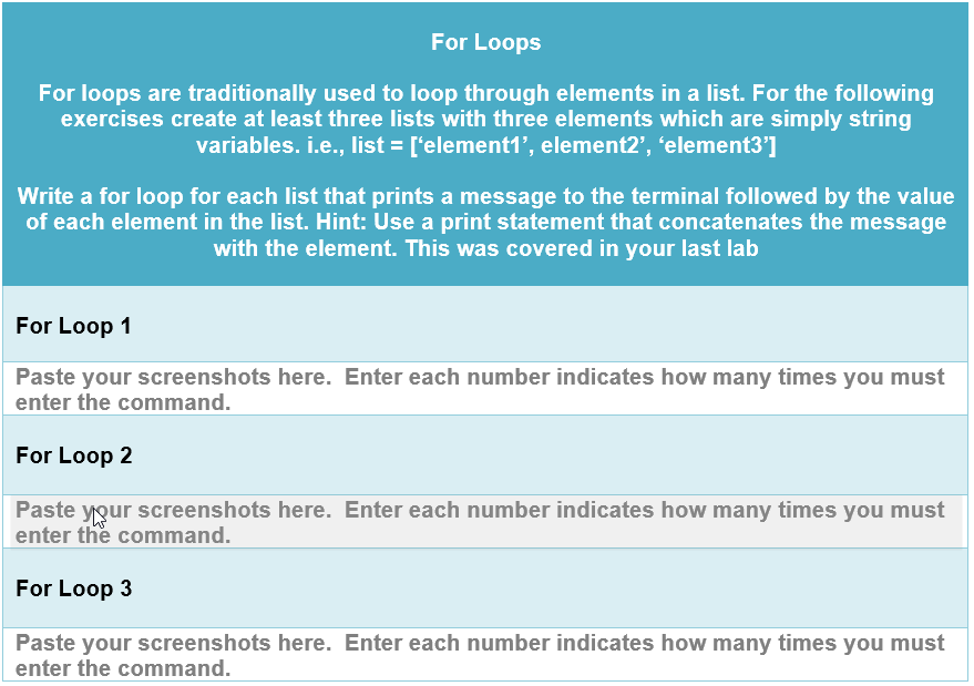 Solved For Loops For loops are traditionally used to loop | Chegg.com