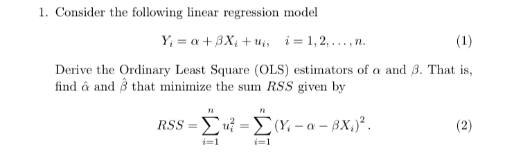 Solved 1 Consider The Following Linear Regression Model 5033