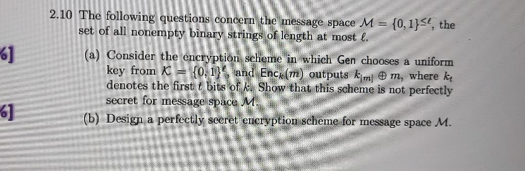 Solved 6] 2.10 The following questions concern the message | Chegg.com