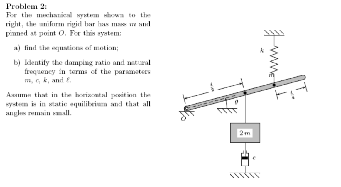 Solved Problem 2: For the mechanical system shown to the | Chegg.com