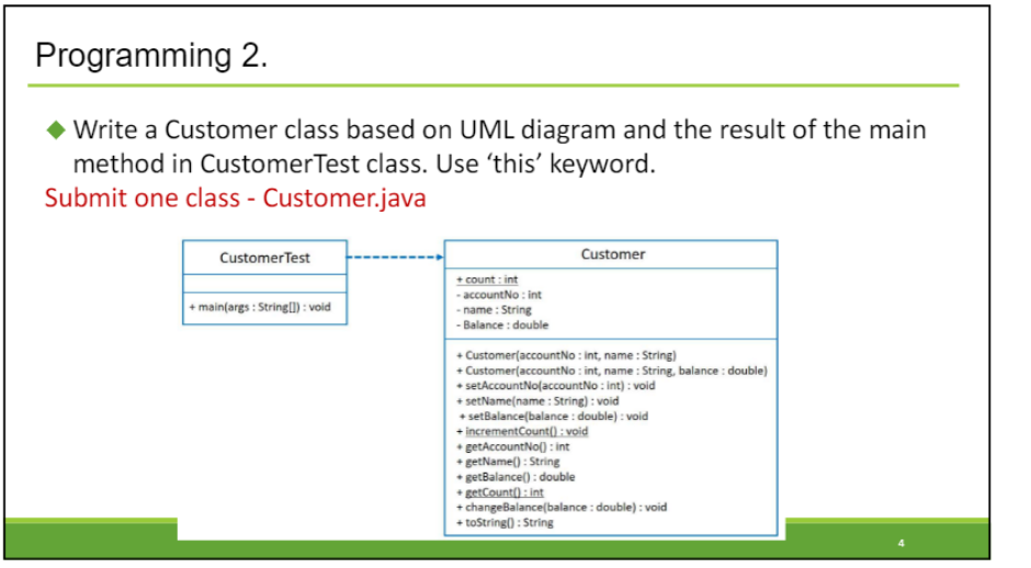 Solved Programming 2. Write a Customer class based on UML | Chegg.com