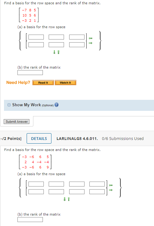 Solved Find a basis for the row space and the rank of the | Chegg.com