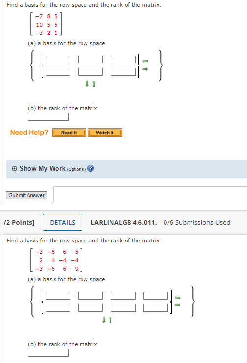 Solved Find a basis for the row space and the rank of the Chegg