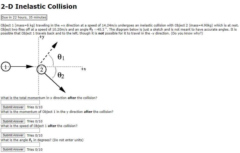 Solved Object 1 (mass =6 Kg ) Traveling In The +x Direction | Chegg.com