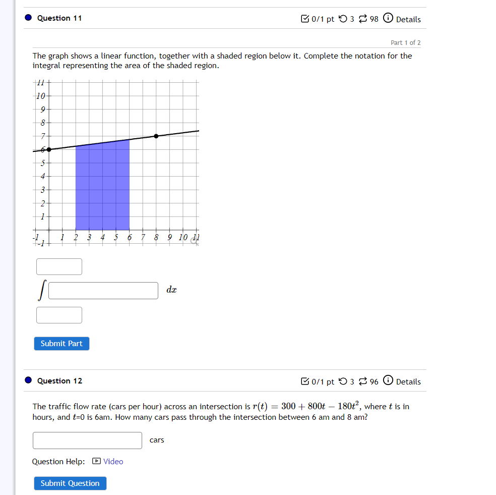 Solved Question 11 B0/1 pt 398 Details Part 1 of 2 The graph | Chegg.com