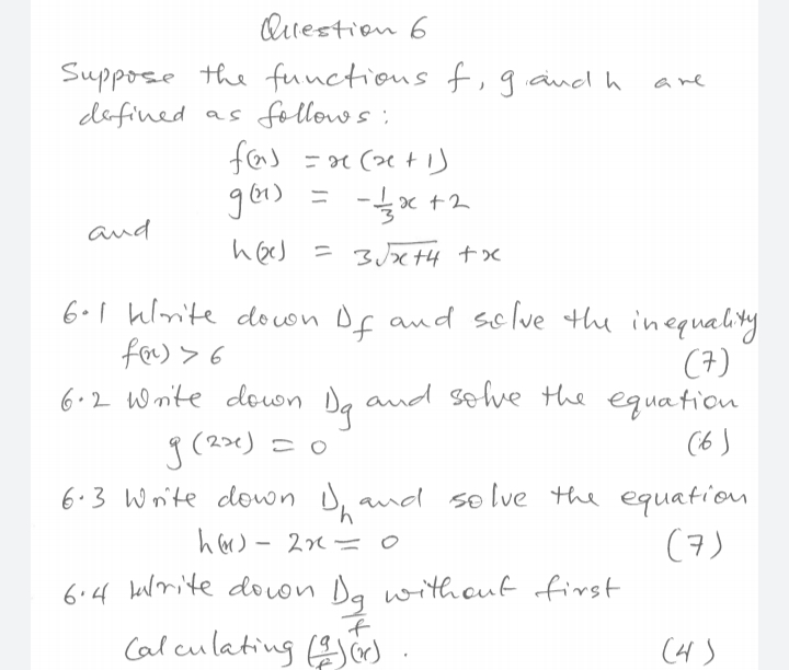 Solved are Ollestion 6 Suppose the functions f, g, and | Chegg.com