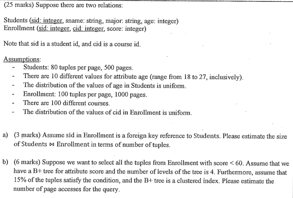  25 Marks Suppose There Are Two Relations Students Chegg