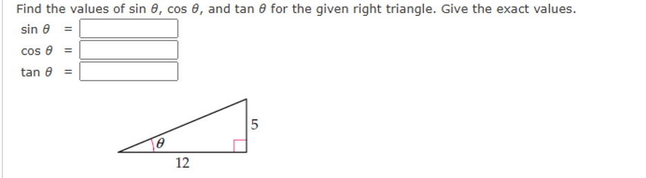 Solved Find the values of sinθ,cosθ, ﻿and tanθfor ﻿the given | Chegg.com