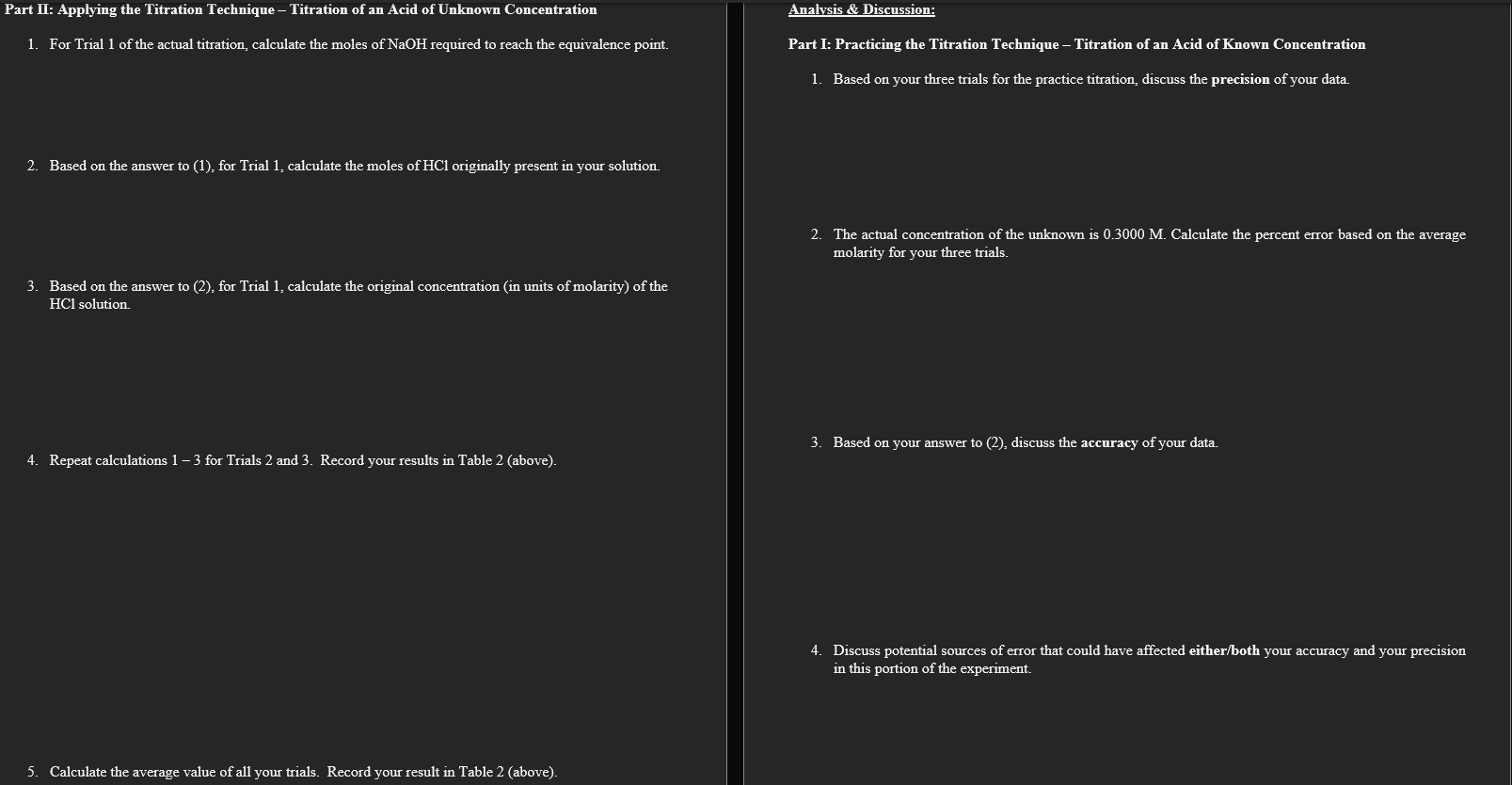 Titrations Lab Report Sheet Date Name Lab
