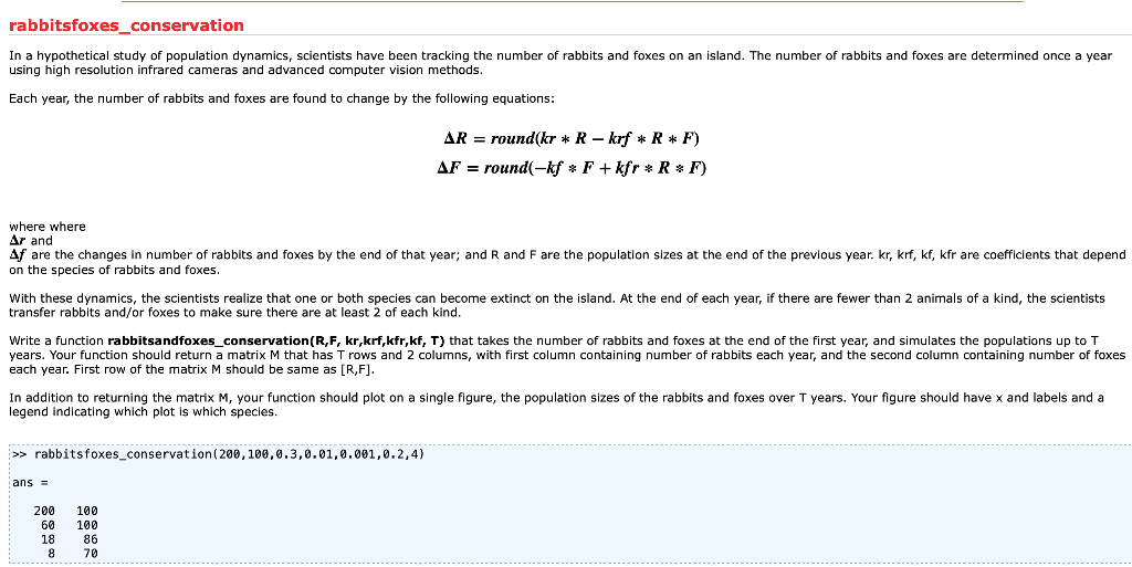 rabbits in forest problem (c++, java, python) Images... Solved rabbitsfoxes_conservation In a hypothetical study of | Chegg.com