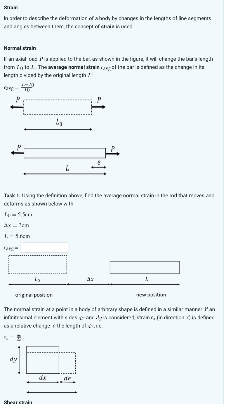 Solved Strain In order to describe the deformation of a body | Chegg.com