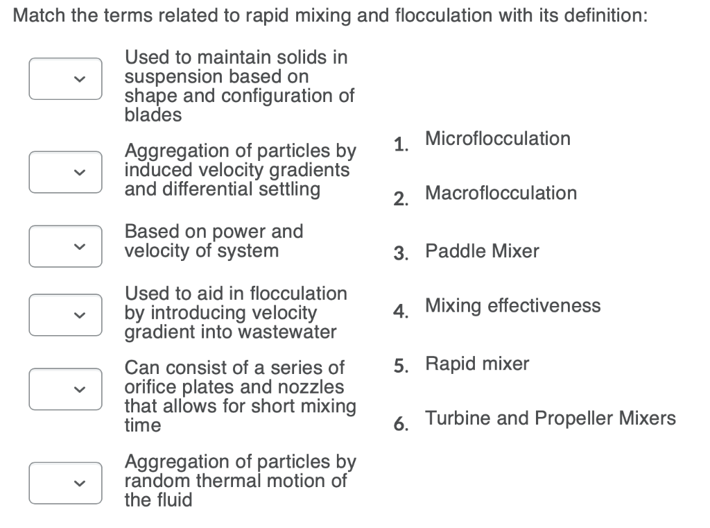 Solved Match the terms related to rapid mixing and | Chegg.com