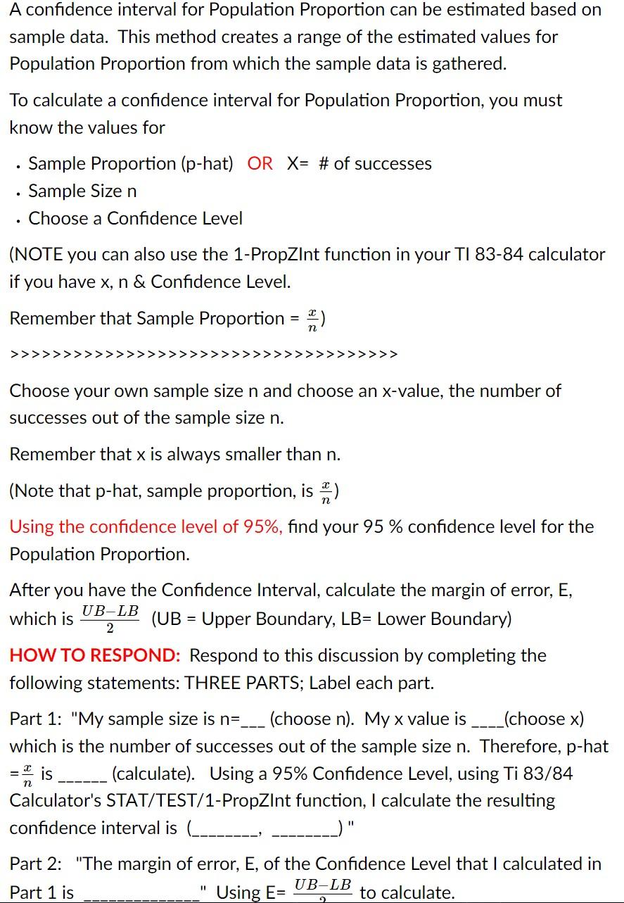 Solved A confidence interval for Population Proportion can | Chegg.com