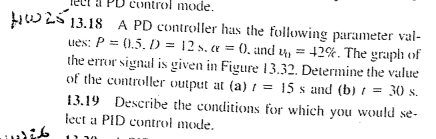 Solved control mode. . How 25 13.18 A PD controller has the | Chegg.com