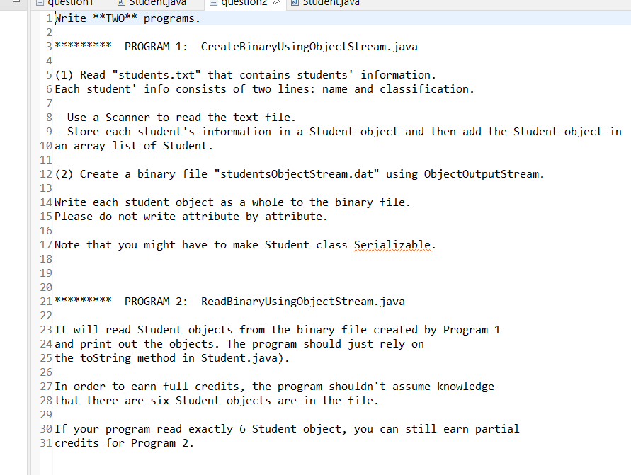 Solved U Student.java question2 J Student.java students.txt | Chegg.com