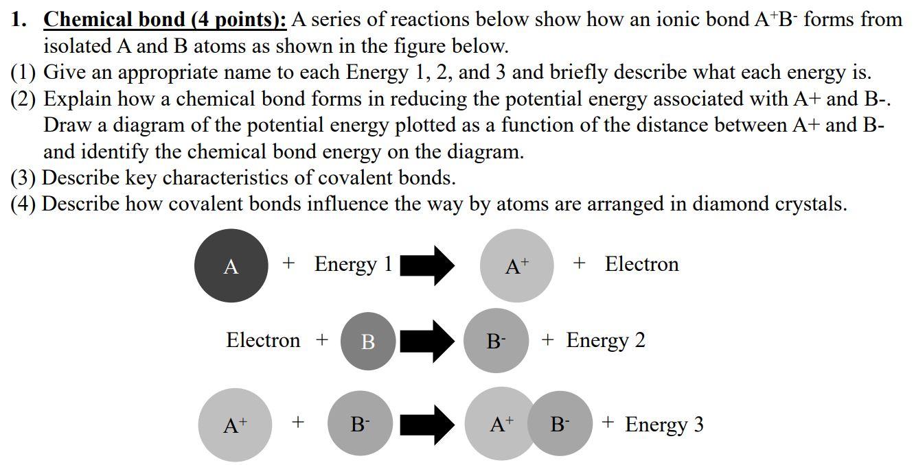 Solved 1. Chemical bond (4 points): A series of reactions | Chegg.com