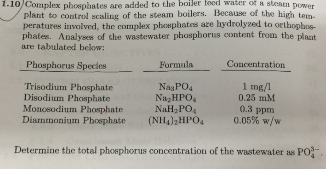 Solved 1.10) Complex phosphates are added to the boiler feed