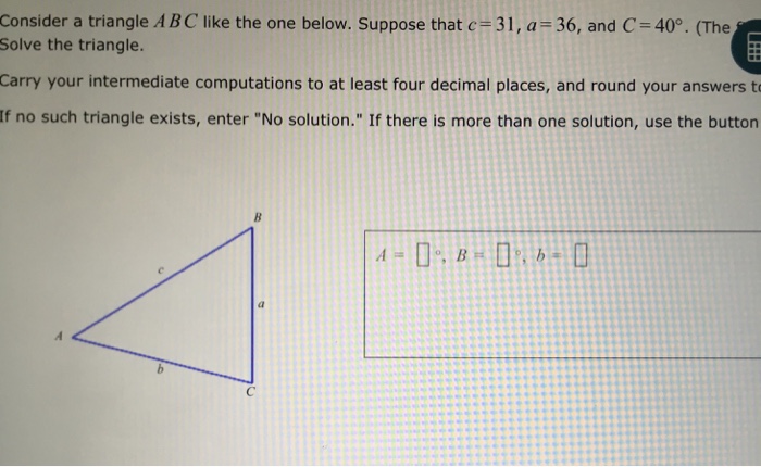 Solved Consider a triangle ABC like the one below. Suppose | Chegg.com