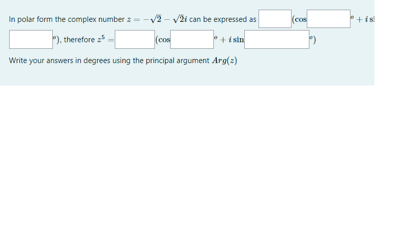 Solved In polar form the complex number 2 = - -V2 - 2i can | Chegg.com