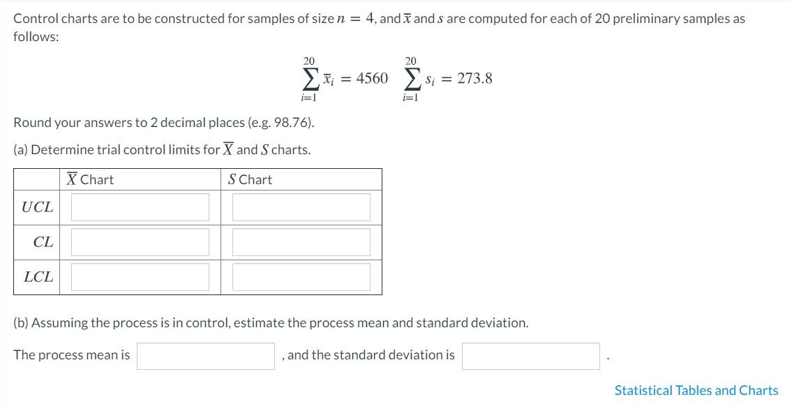 Solved Control charts are to be constructed for samples of | Chegg.com